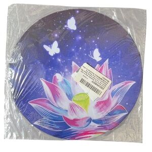 Purple Lotus Flower Round Non-Slip Rubber Mouse Pad